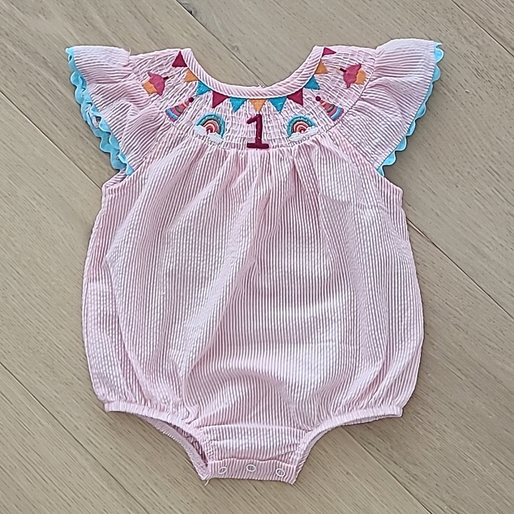 Mudpie Smocked Birthday Bubble 12-18mo